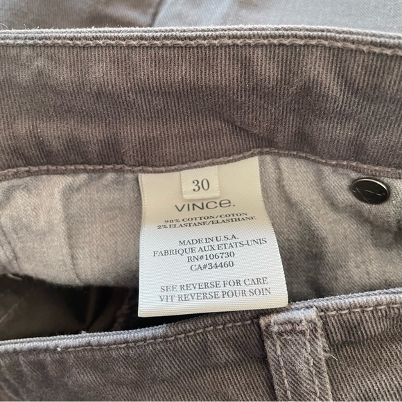Vince Fatigue Gray Stretch Denim Cropped Baby Bell Jeans Size 30 DV051-2195 EUC - Picture 5 of 9